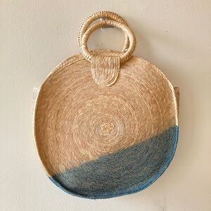 Basket Oaxaca Wicked Raffia Round Natural Blue Ombré